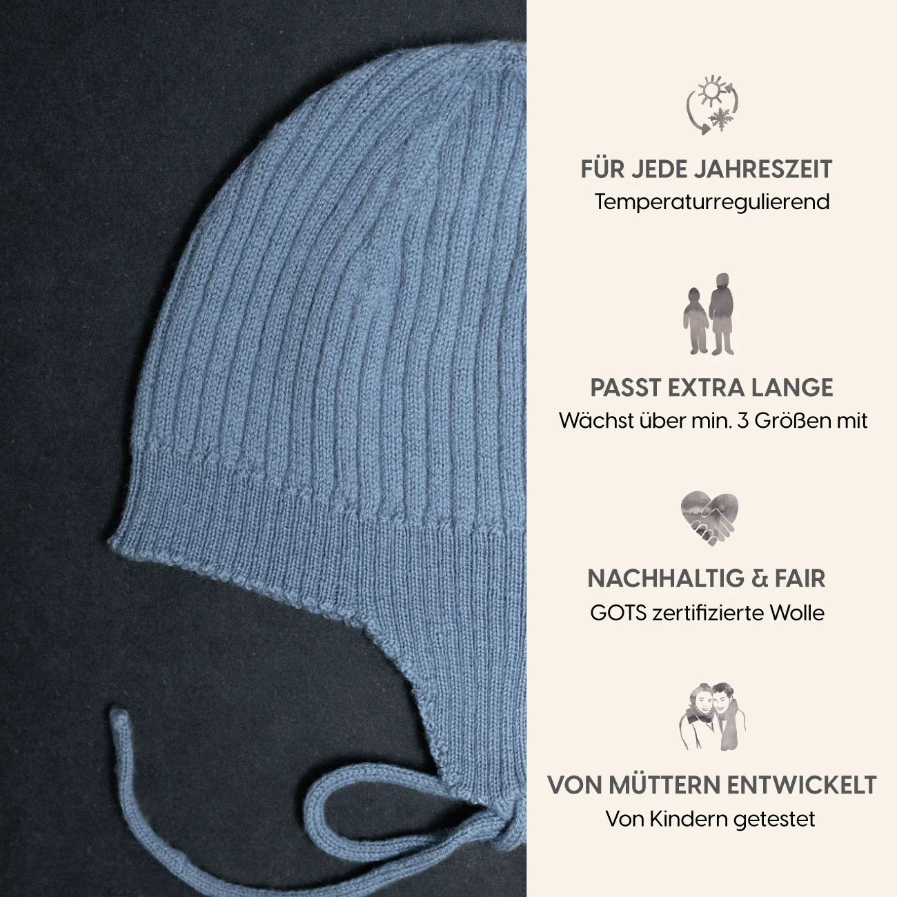 THE WOOLLY BABY HAT - blue - Image 4