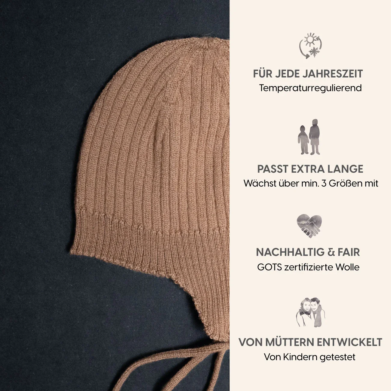 THE WOOLLY BABY HAT - camel - Image 4