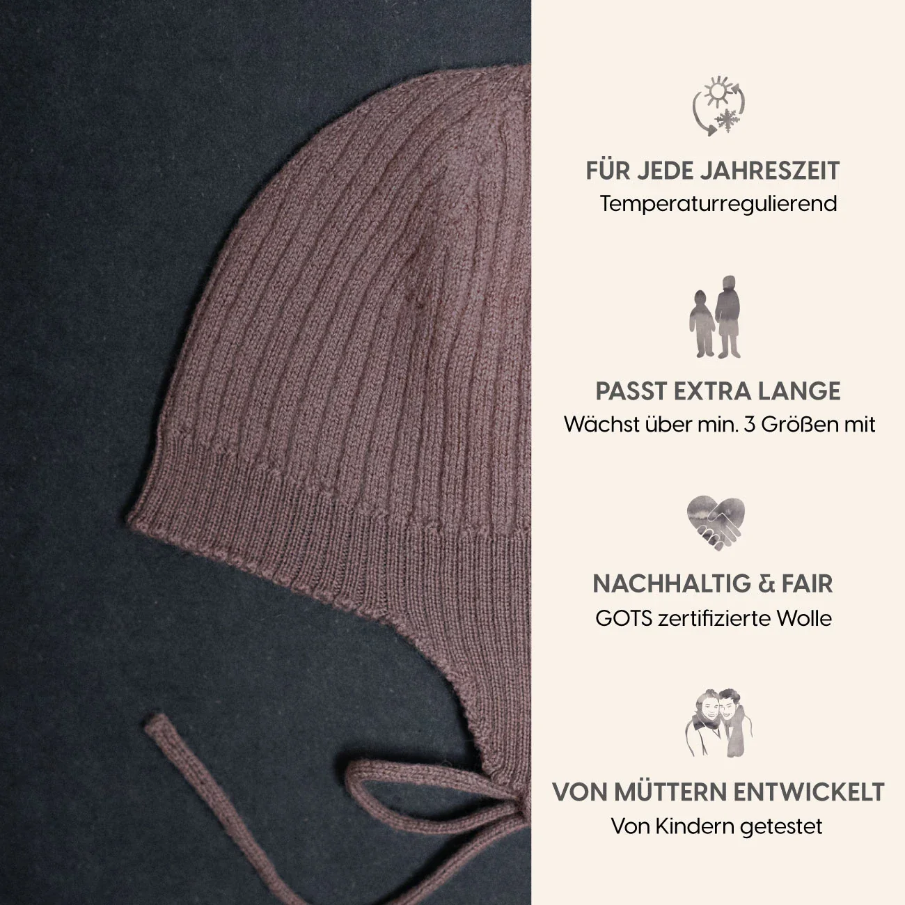 THE WOOLLY BABY HAT - mauve - Image 5