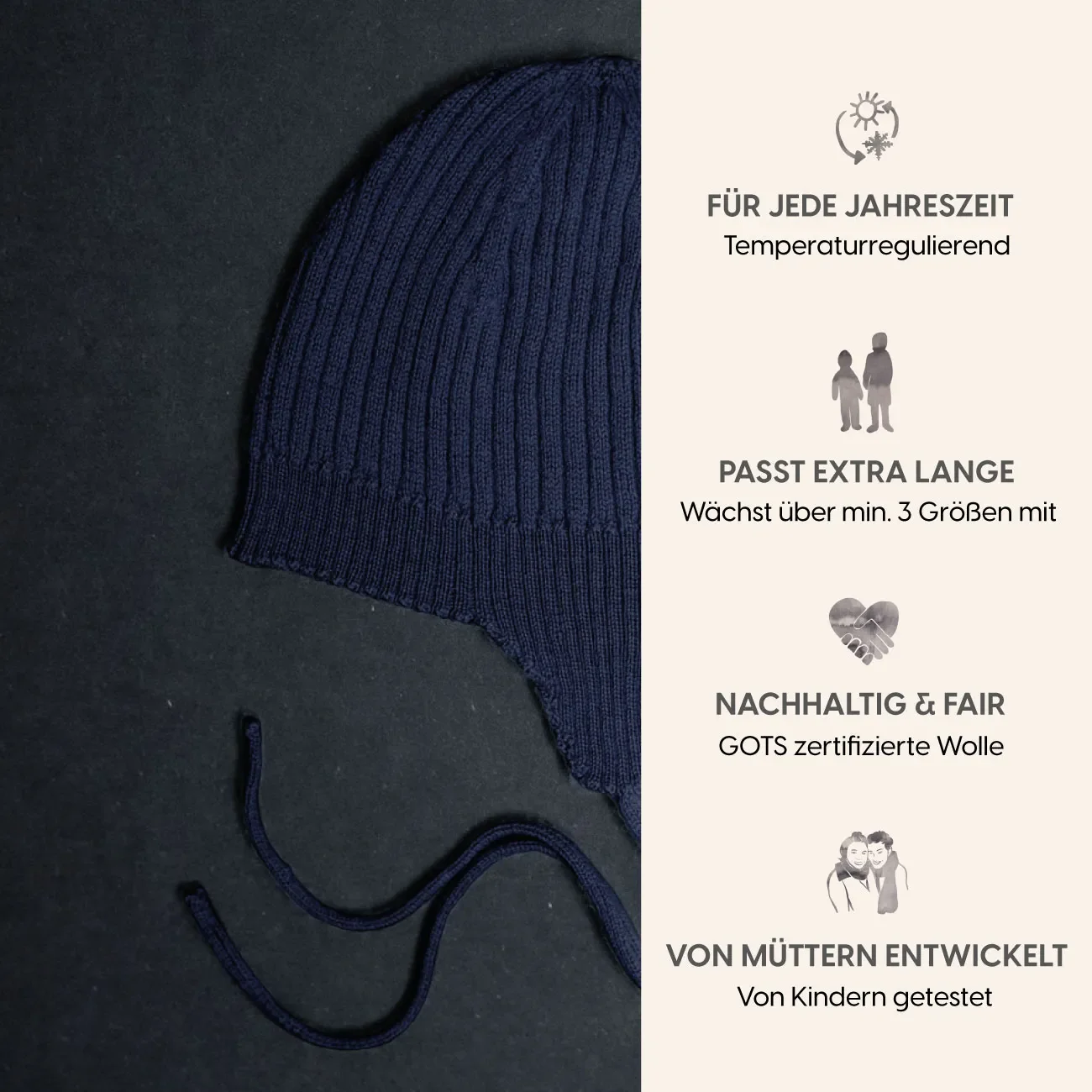 THE WOOLLY BABY HAT - midnight blue - Image 7