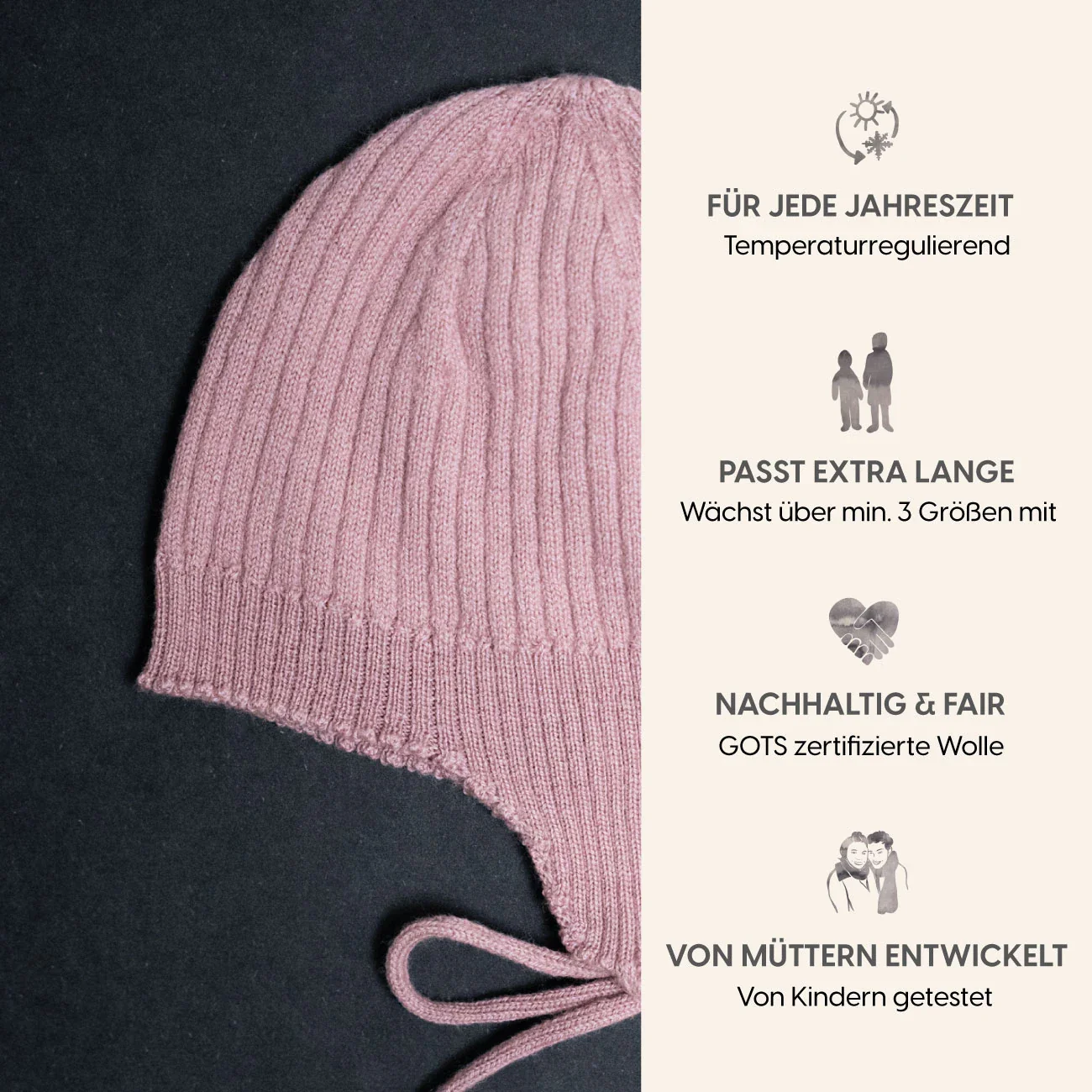 THE WOOLLY BABY HAT - rose - Image 4