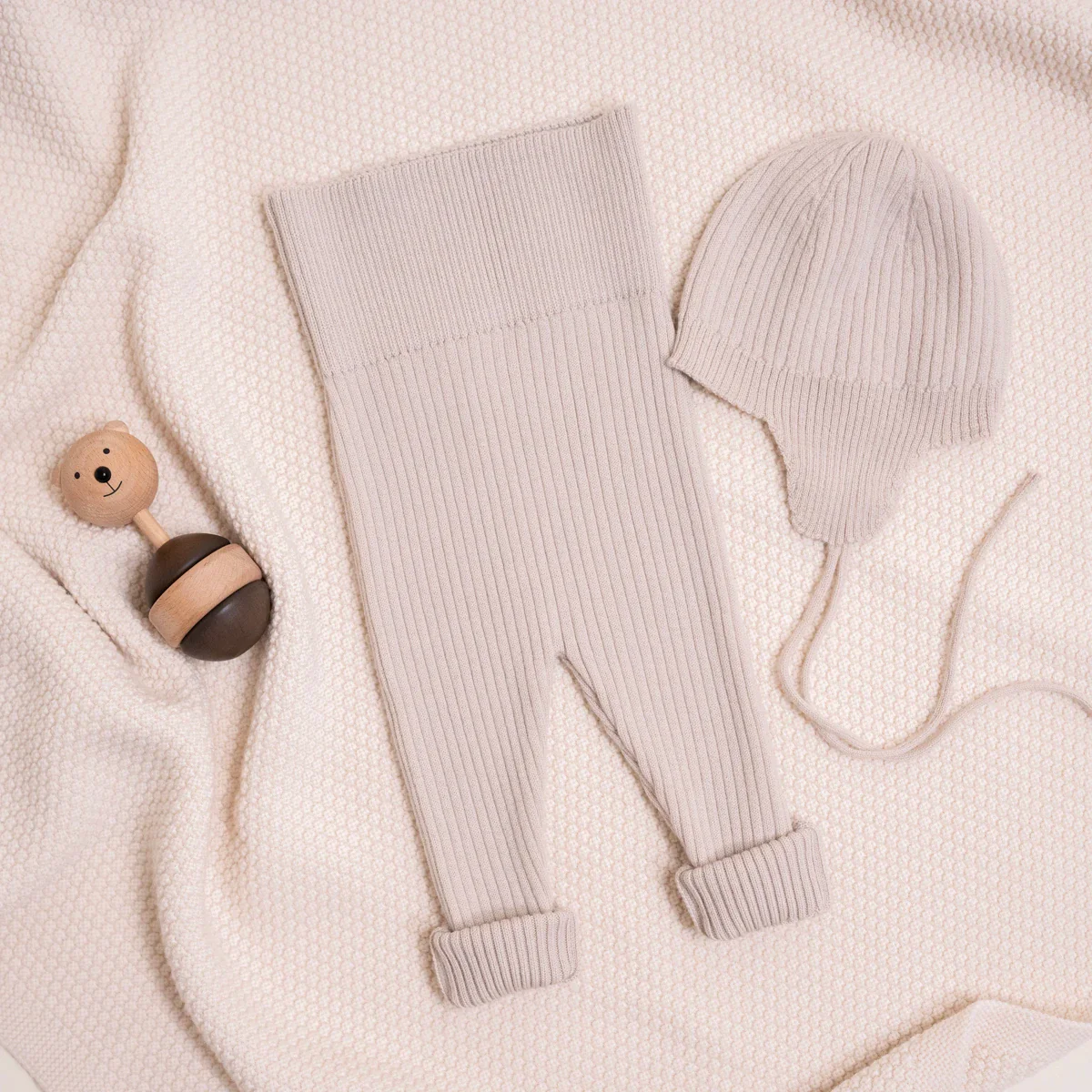THE WOOLLY BABY LEGGINGS - sand - Image 3