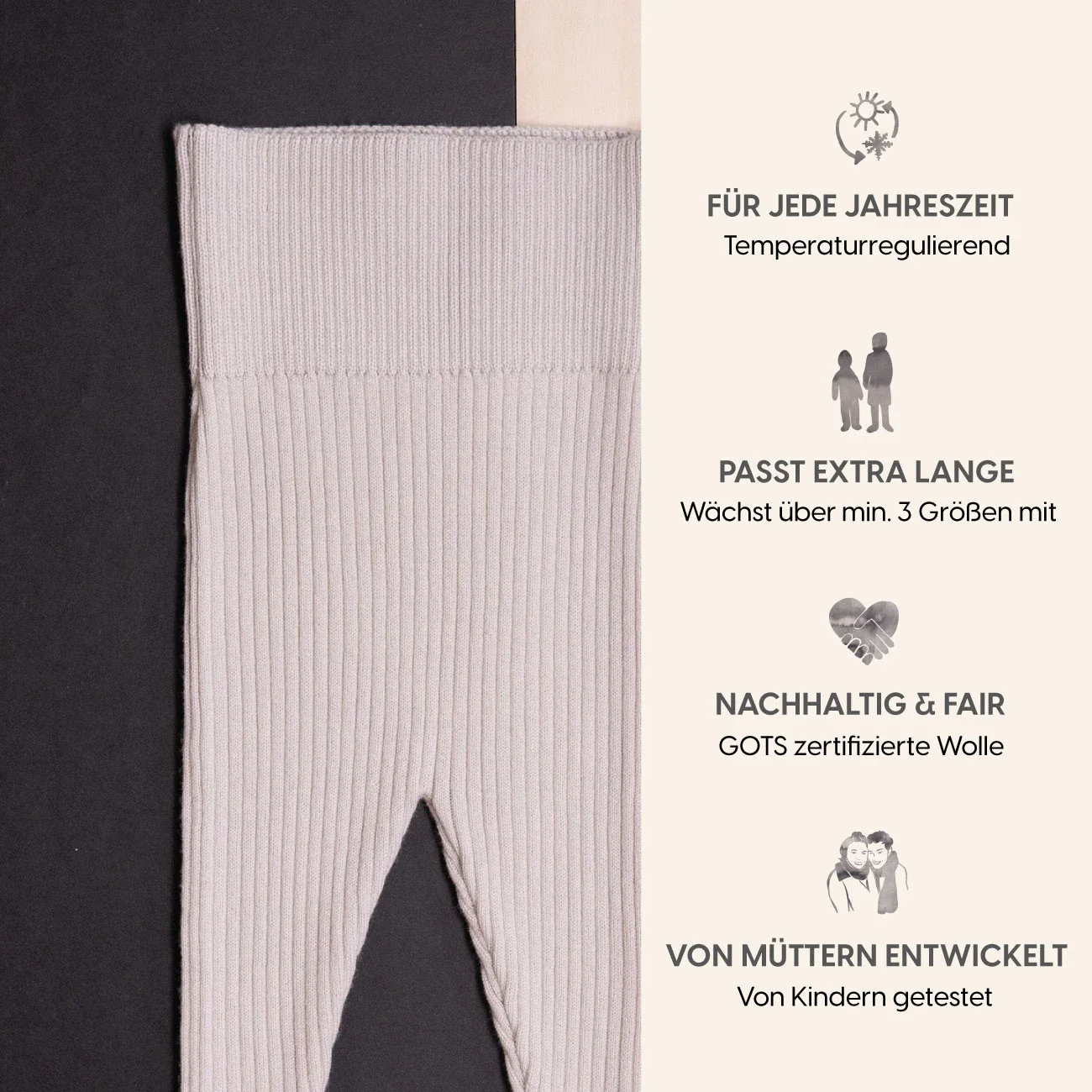 THE WOOLLY BABY LEGGINGS - sand - Image 5